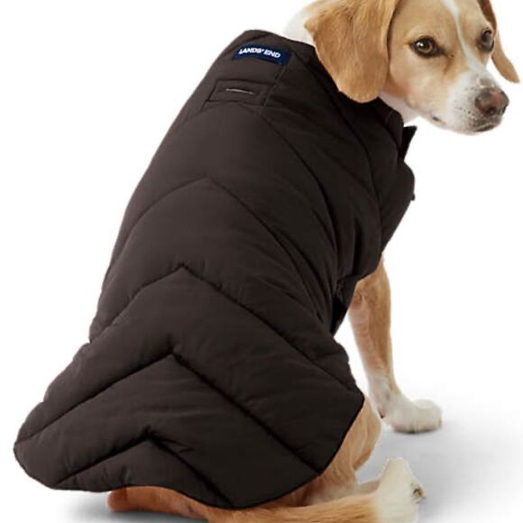 New Land’s End dog Vest adjustable Velcro poly water resistant Puffer Black XL - Picture 1 of 6